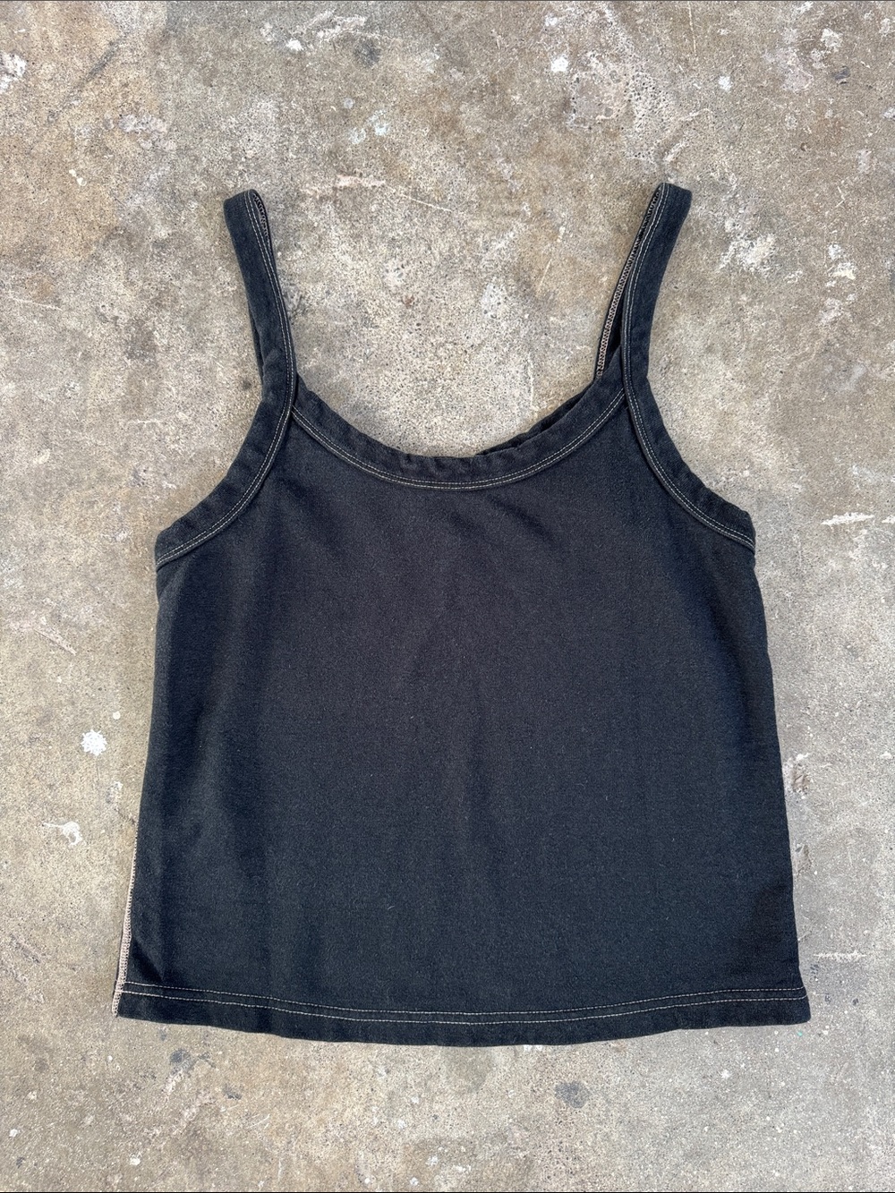Merge Black Tank Top with Contrast Stitching